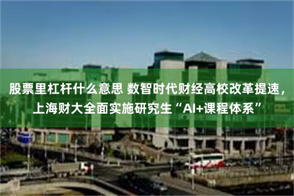股票里杠杆什么意思 数智时代财经高校改革提速，上海财大全面实施研究生“AI+课程体系”