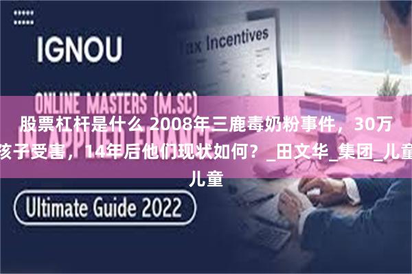 股票杠杆是什么 2008年三鹿毒奶粉事件，30万孩子受害，14年后他们现状如何？_田文华_集团_儿童